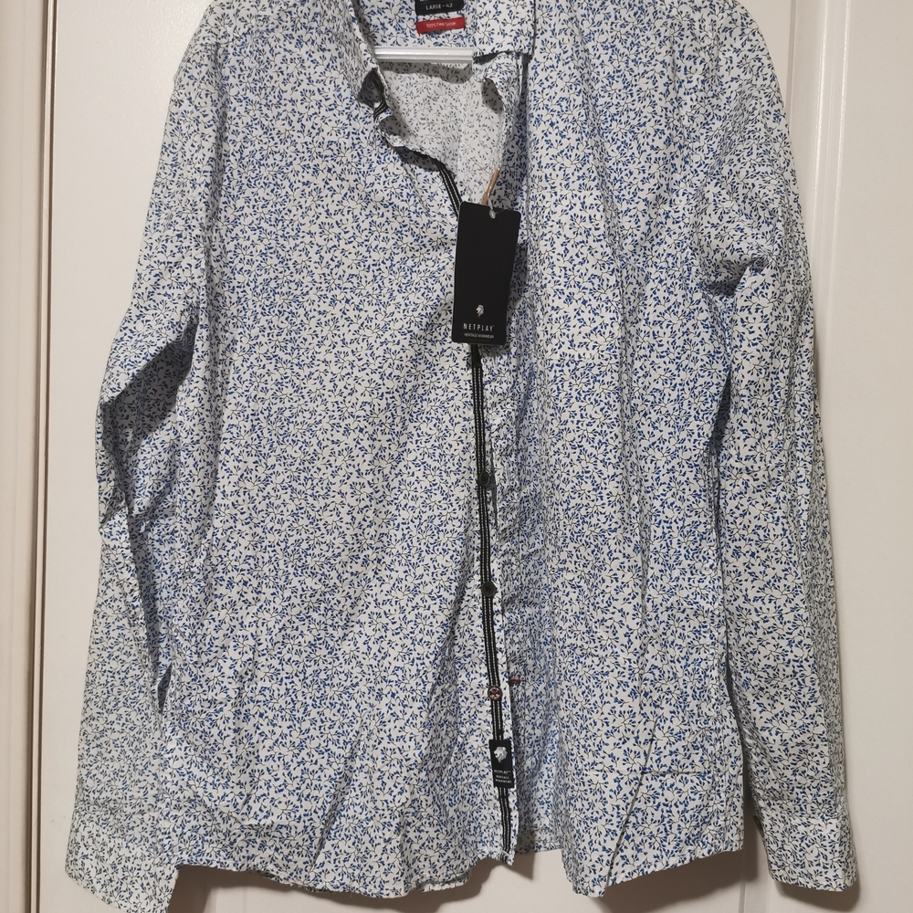 Men's Blue Floral Shirt‎ Jacket